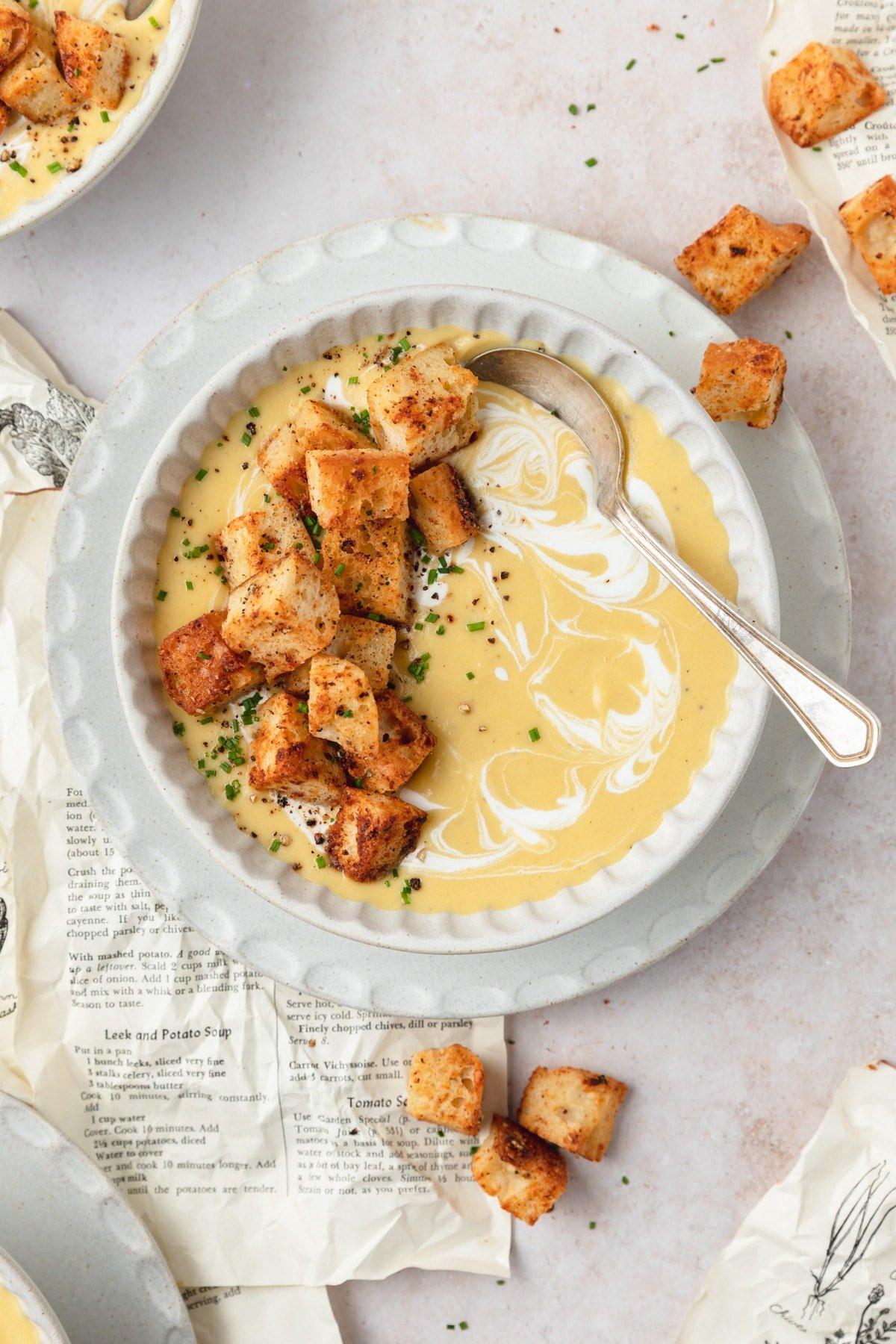 Cream of Potato with Herb Croutons