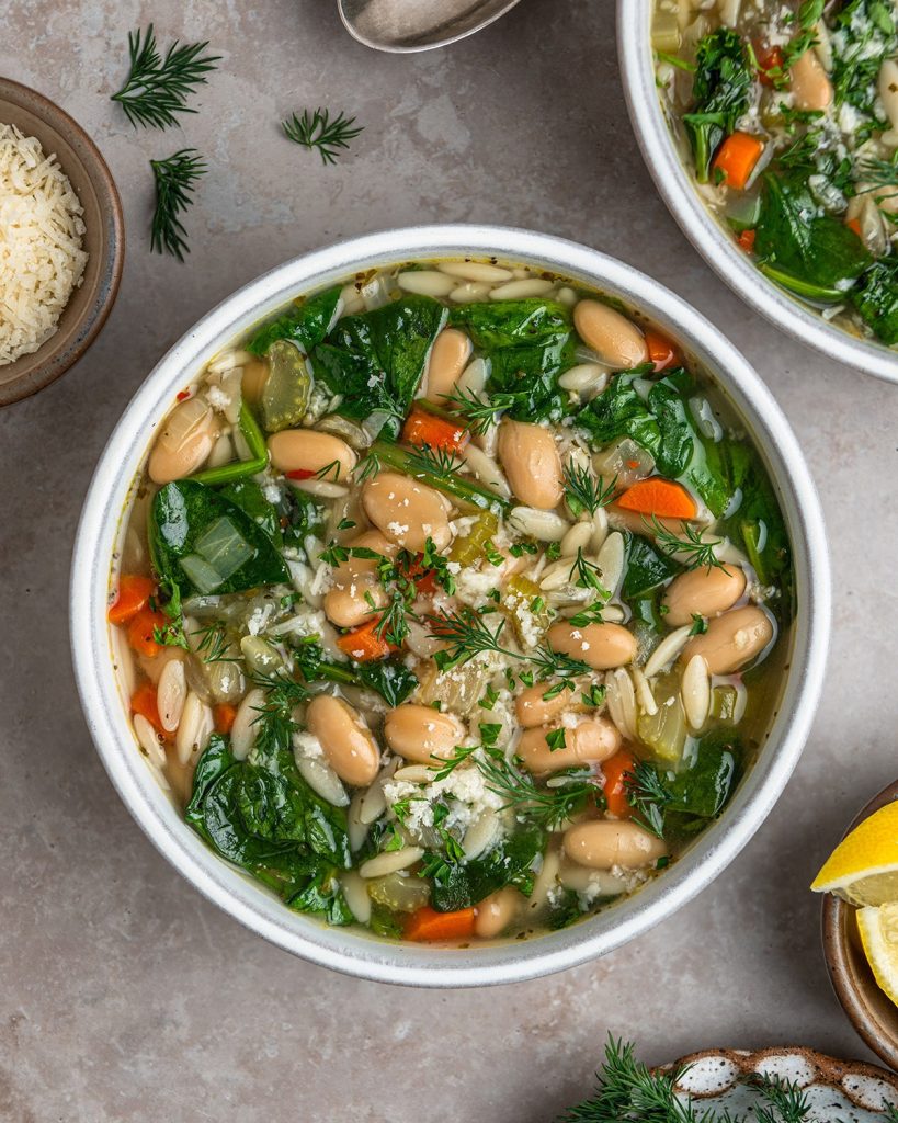Spinach and Orzo Soup with Lemon